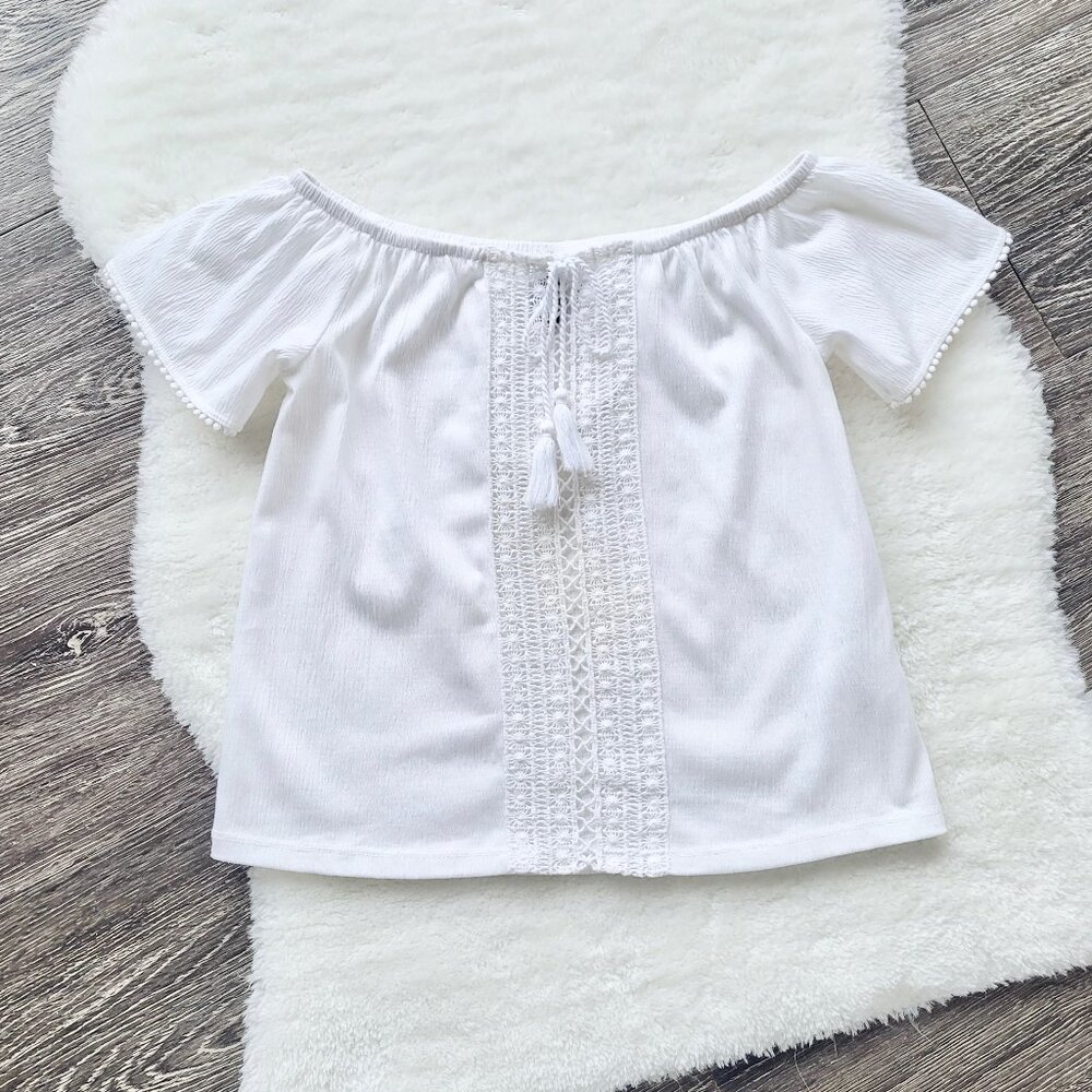 H&M Divided Off The Shoulder Crochet Detail Front Blouse in White Size XS - Picture 4 of 11